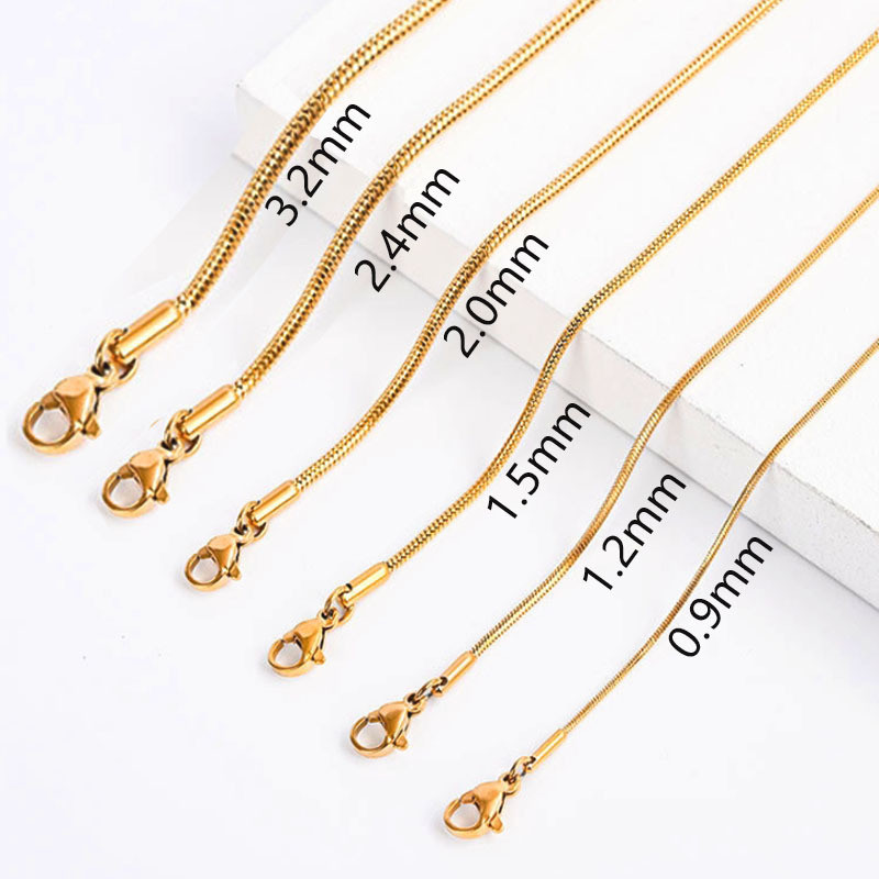 Cross-Border Titanium Steel Round Snake Chain Simple Chain Non-Fading European and American Summer Minimalist Personality Stainless Steel Snake Bone Chain Men's Necklace Women's