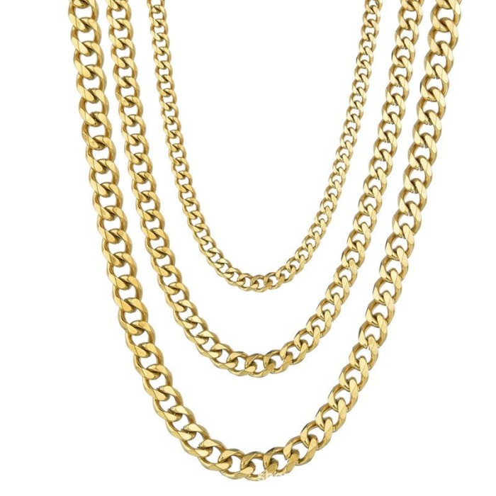 Stainless Steel Six-Sided Necklace for Men and Women, Hot-Selling Trendy Bold Cuban Chain, Hip-Hop Personality Thick Chain, Wholesale Exquisite