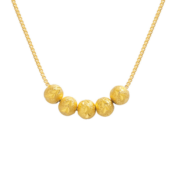 Five Blessings Car Flower Round Bead Clavicle Chain TikTok Same Style Live Broadcast 18K Gold Lucky Bead Necklace