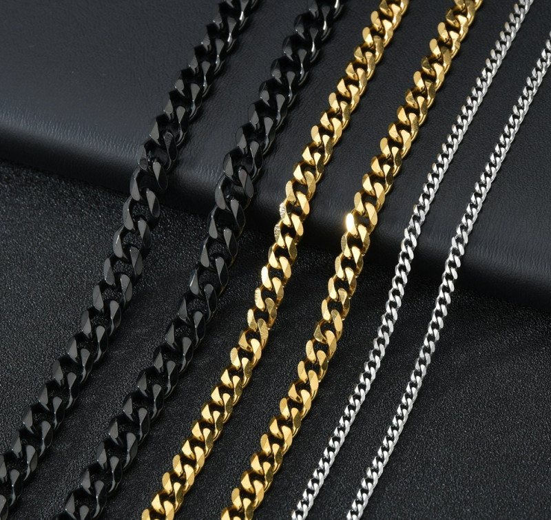 Stainless Steel Six-Sided Necklace for Men and Women, Hot-Selling Trendy Bold Cuban Chain, Hip-Hop Personality Thick Chain, Wholesale Exquisite