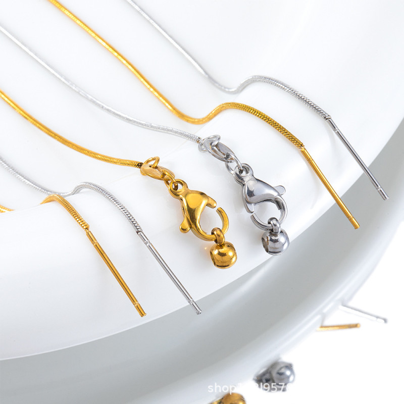 Cross-Border Titanium Steel Round Snake Chain Necklace Universal Pin-Type Non-Fading Gold Extension Chain High-End Clavicle Snake Bone Chain