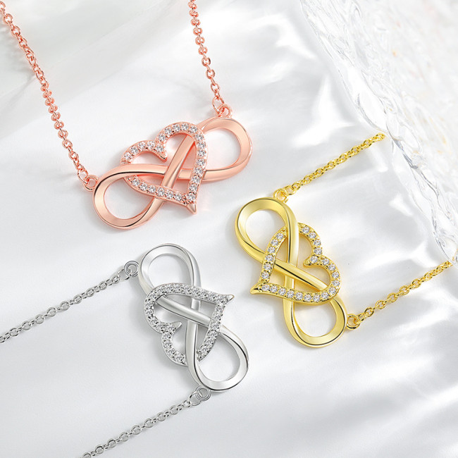 Mother's Day Gift Lucky Eight Character Collarbone Chain Cross-Border Hot Item Internet Celebrity Möbius Infinite Love Heart Necklace
