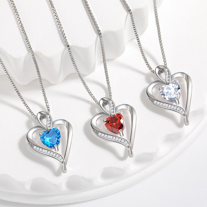 Amazon European and American Heart Pendant Necklace High-end Mother's Day Gift Infinite Love Constellation Stone Heart Necklace