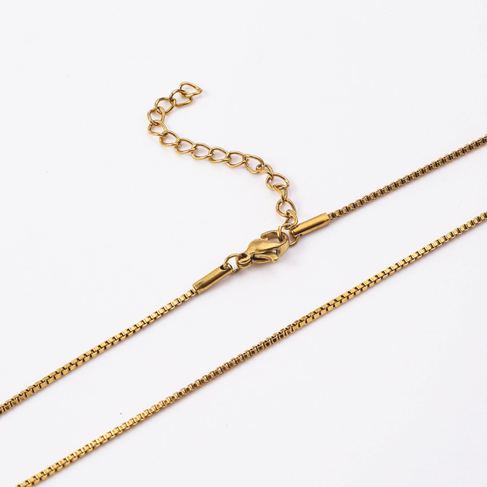 European and American Style Stainless Steel Vacuum Electroplated Real Gold Non-Fading Box Chain Plain Chain Fashion Simple Versatile Titanium Steel Collarbone Chain