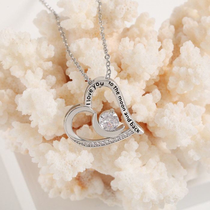Amazon Hot-Selling Valentine's Day Gift Necklace European and American Love Eternal Twelve Constellation Stone Moon Heart Necklace
