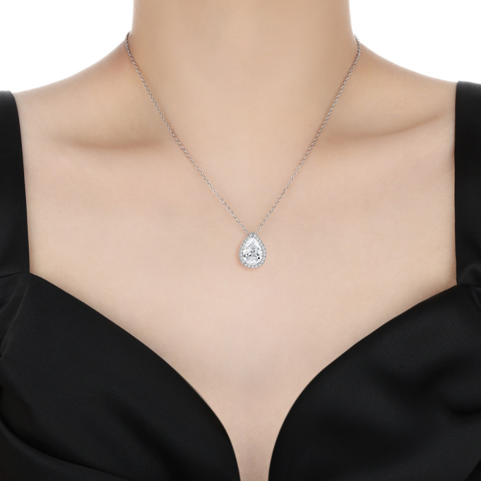 Amazon Hot-Selling European and American Bridal Set for Women High-End Internet Celebrity Style with Inlaid Diamond Water Drop Zircon Necklace