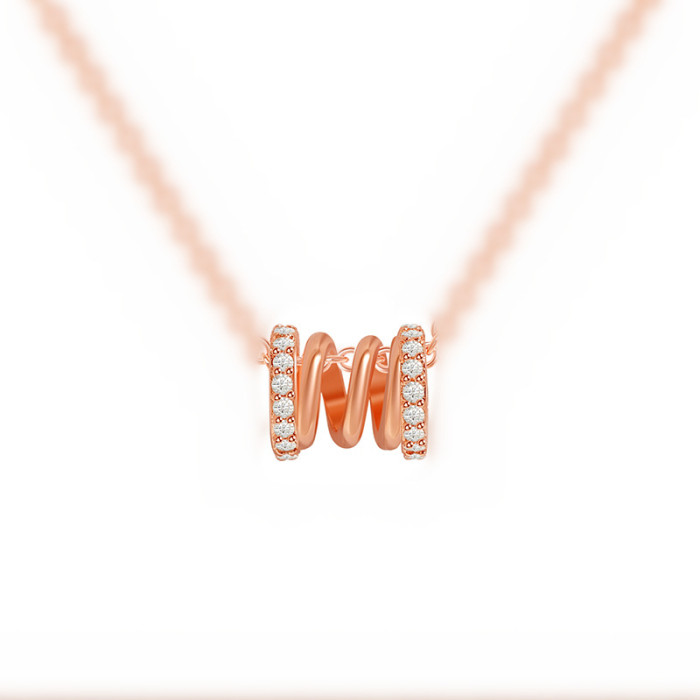 18K Gold Inlaid Diamond Lucky Bead Pendant Collarbone Chain TikTok Live Dropshipping Spiral Full Diamond Slim Waist Necklace