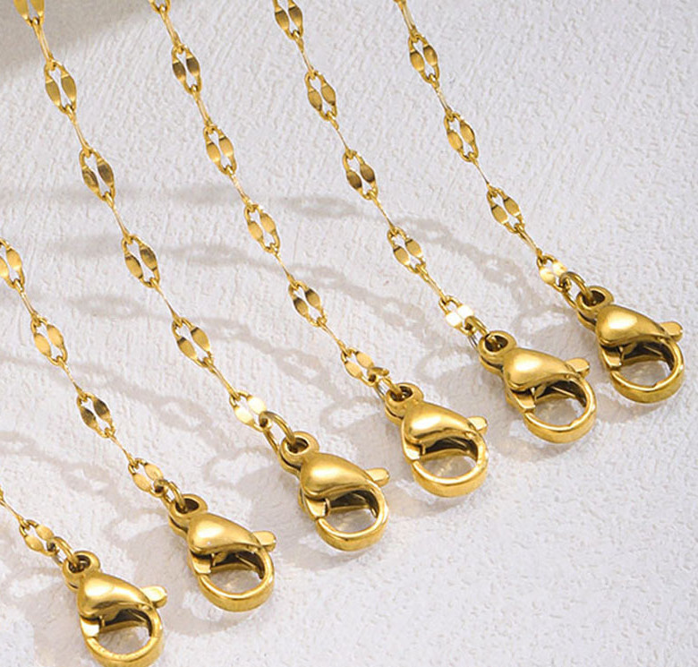 Titanium Steel Lip Chain Color-Retaining Stainless Steel Necklace DIY Thin Collarbone Neck Real Gold Plated Jewelry Wholesale Pendant