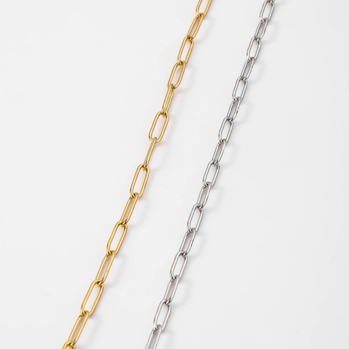 European and American Hot-Selling Stainless Steel Color-Retaining Oval Welded Cross Chain Fashionable Versatile Simple Sweater Chain Necklace Jewelry