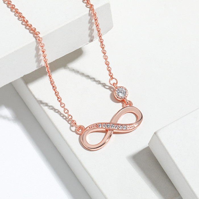 Cross-Border Hot Selling Figure 8 Infinity Necklace European and American High-End Simple Möbius Infinite Symbol Necklace