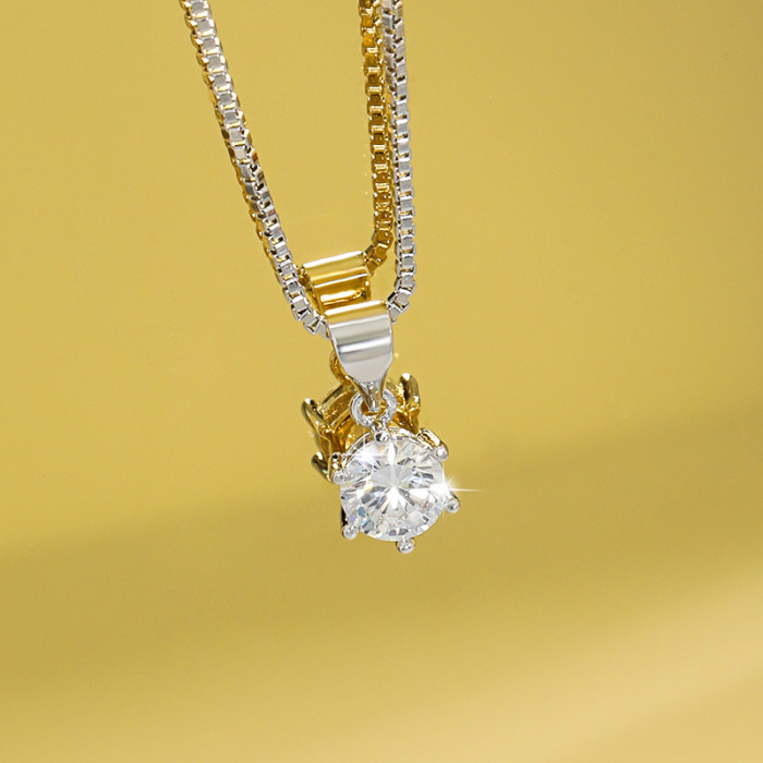 Six-Claw Single Diamond Pendant Fast Hand Live Streaming Dropshipping Fashion Artistic Zircon Simple Carat Diamond Moissanite Necklace