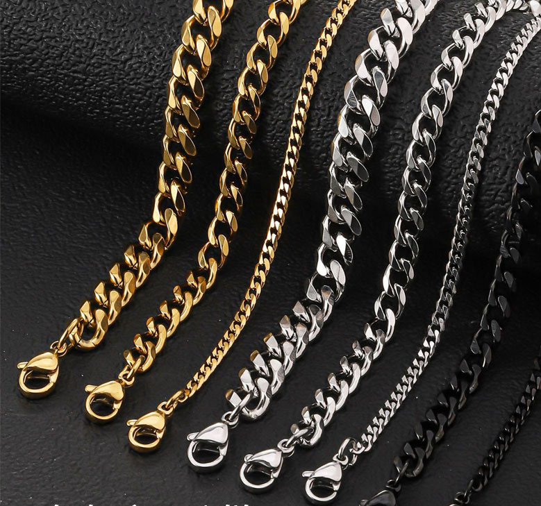 Stainless Steel Six-Sided Necklace for Men and Women, Hot-Selling Trendy Bold Cuban Chain, Hip-Hop Personality Thick Chain, Wholesale Exquisite