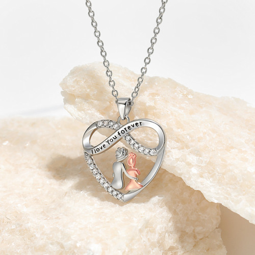Cross-Border Hot-Selling EndlessLove Necklace European and American Love Infinite Mother and Daughter Heart Eternal Symbol Necklace