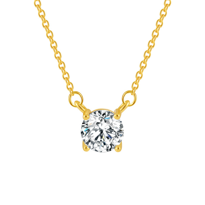Internet Celebrity Live Streaming Moissanite 2 Carat Necklace Cross-Border Classic Hot-Selling Simple INS Style Four-Prong Diamond Necklace
