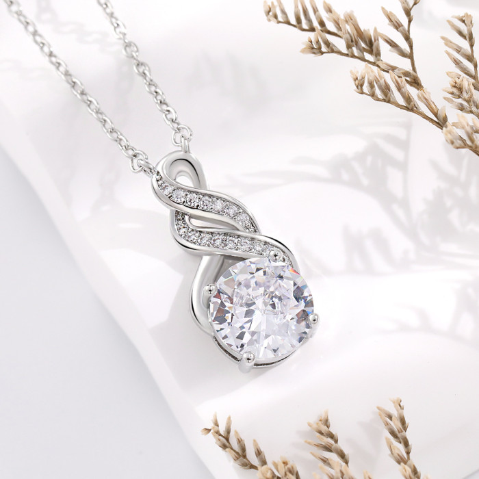 AliExpress Cross-Border Hot Selling Colorful Zircon Pendant for Women European and American High-End Live Streaming Internet Celebrity Gift for Mother Wrapped Water Drop Necklace