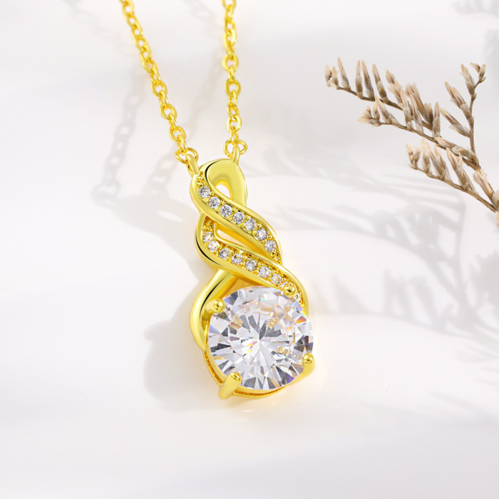 AliExpress Cross-Border Hot Selling Colorful Zircon Pendant for Women European and American High-End Live Streaming Internet Celebrity Gift for Mother Wrapped Water Drop Necklace