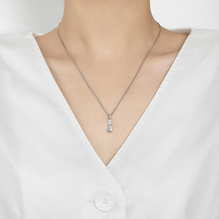 White Chalcedony Bamboo Pendant Collarbone Chain Korean Style Summer Versatile Niche Design Minimalist INS Style Bamboo Necklace