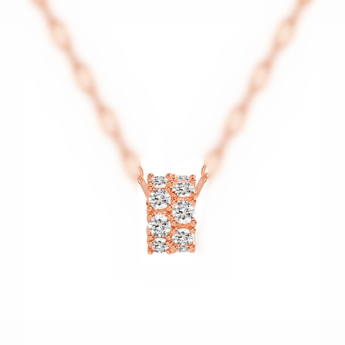 18K Gold Fortune Bead Pendant Collarbone Chain Live Streaming Same Style Japanese and Korean Version Minimalist Full Diamond Slim Waist Necklace