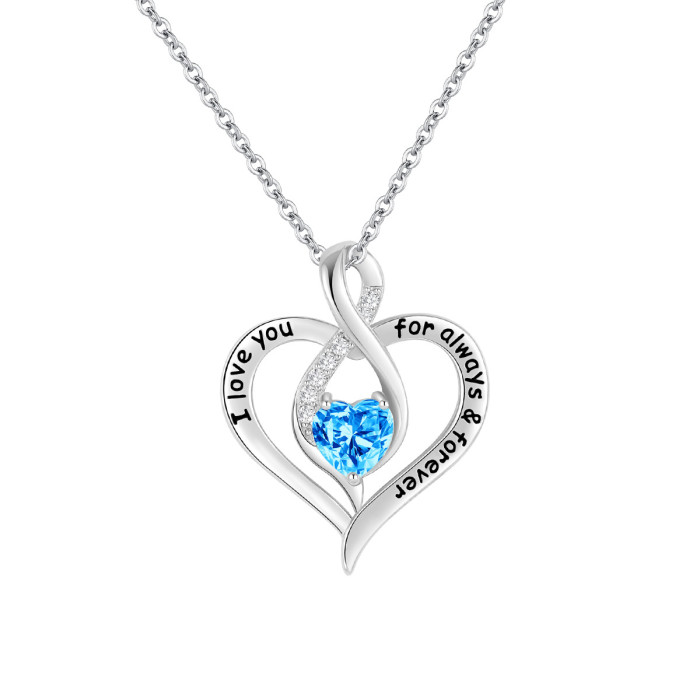 Cross-Border Wish Star Stone Peach Heart Necklace for Women European and American Internet Celebrity Style Eternal Love Dyed Black Letter Heart Necklace