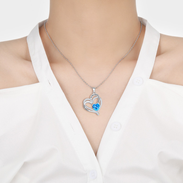 Xiyin Cross-Border Hot-Selling Heart Pendant Necklace European and American Eternal Love Dyed Black English Double-Layer Heart-Shaped Necklace