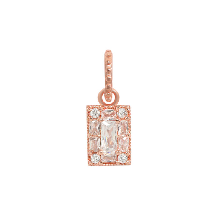 Internet Celebrity Live Square Pendant Necklace Original Design High-end Simple Full Diamond Trapezoid Diamond Rectangle Necklace