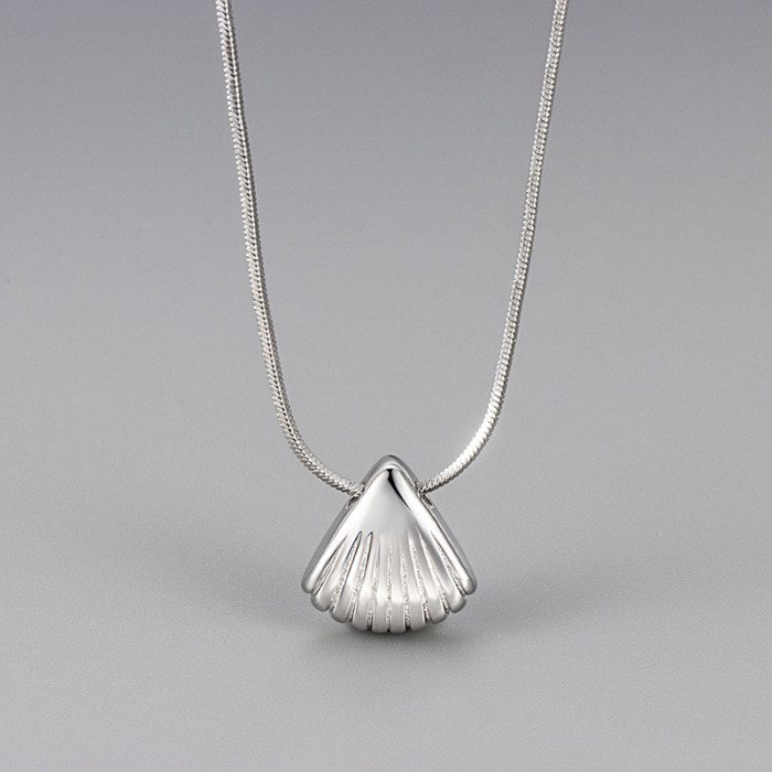 European and American Hot-Selling Fashion Personality Versatile Simple Elegant Minimalist Style Shell Pendant Collarbone Chain Cross-Border Trendy Necklace