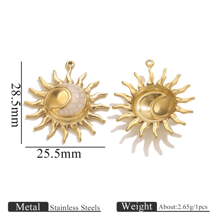 European and American Cross-Border Stainless Steel 18K Gold Sun and Moon Oil Drop Pendant DIY Necklace Bracelet Accessories