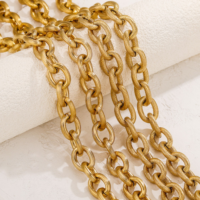 12mm Thick Chain Stainless Steel Threaded Cuban Chain Decorative Chain Hip Hop DIY Necklace Bracelet Accessories