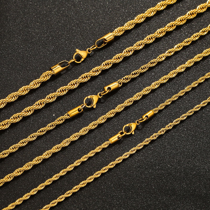 European and American Style Stainless Steel Braided Chain Titanium Steel Twisted Necklace Chain Fashion Jewelry Hip Hop Punk Chain