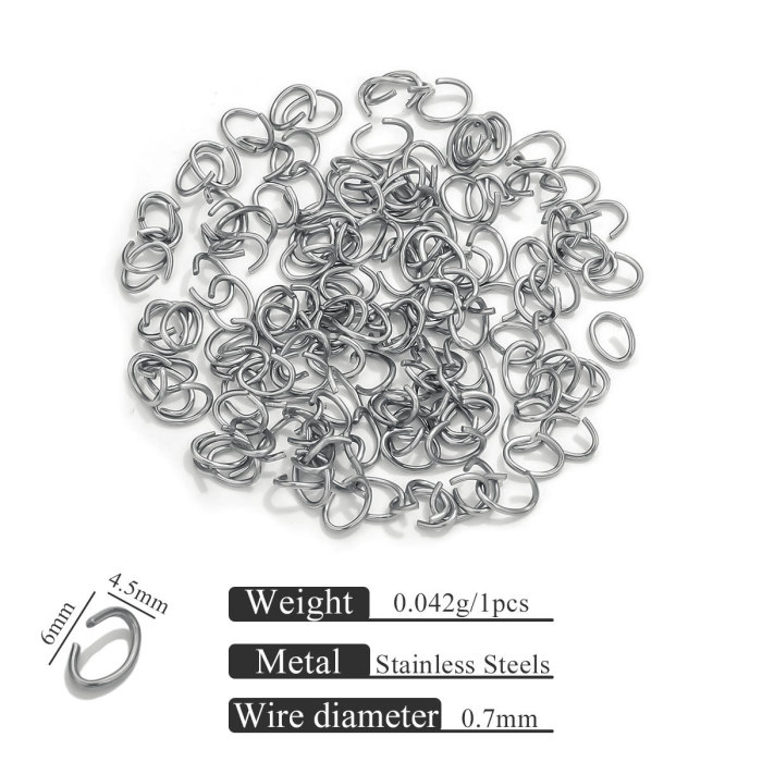 Stainless Steel 18K Vacuum Electroplated Egg-Shaped Open Ring Gold Connector Ring DIY Jewelry Jump Ring Accessories W...