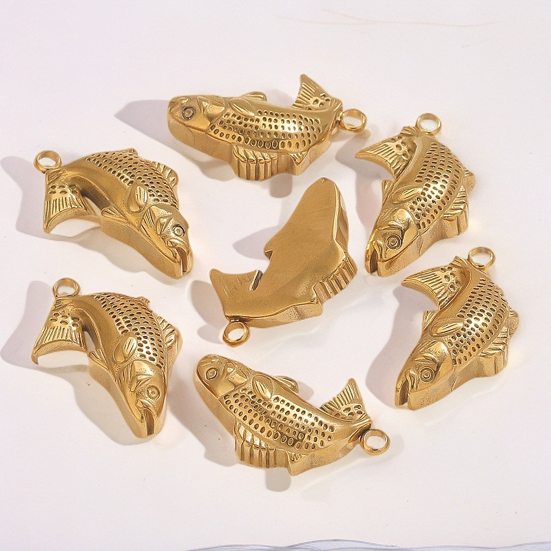 Stainless Steel Fish Gold Seahorse Pendant DIY Summer Ocean Series Necklace Bracelet Jewelry Pendant Accessories