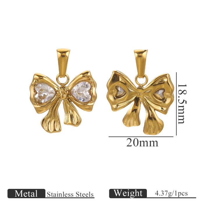 Cross-Border New Stainless Steel Vacuum Electroplating Color Retention Inlaid Crystal Inlaid Diamond Pendant Style DIY Jewelry Accessories