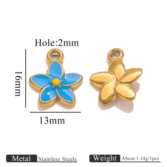 Stainless Steel Oil Drop Cartoon Pendant Dolphin Candy Flower Shell Jewelry Necklace Bracelet Pendant Accessories