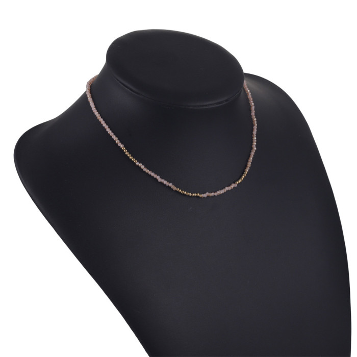 Stainless Steel Elegant Beaded Necklace Bohemian Style Chain Rice Beads DIY Necklace Handmade Irregular Necklace