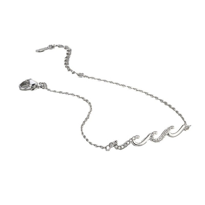 European and American Cross-Border New Style Diamond-Studded Wave Bracelet for Women Fashionable Versatile Elegant Bracelet High-End Light Luxury Jewelry Chain