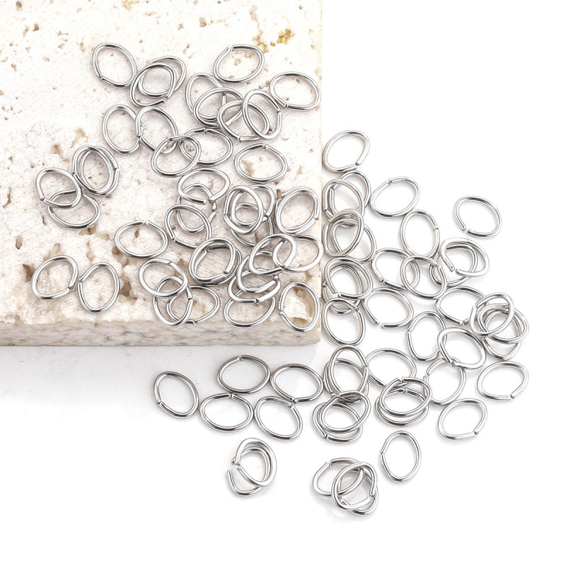 Stainless Steel Jump Rings Open Rings Rust-Free Titanium Steel Egg-Shaped Rings Oval Open Rings Accessories Connection Rings In Stock