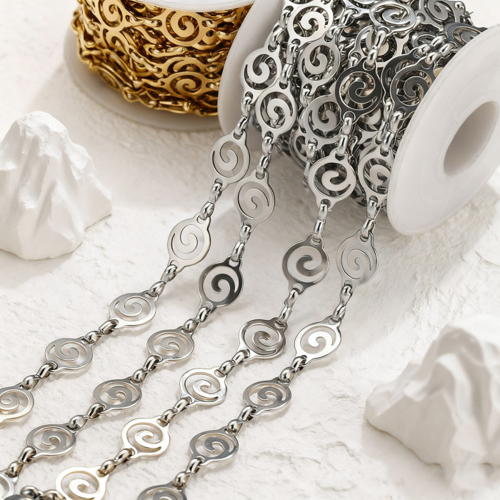Stainless Steel Spiral Pig Nose Buckle Coffee Bean Chain Plated 18K Gold Diy Bracelet Necklace Jewelry Accessories Wh...