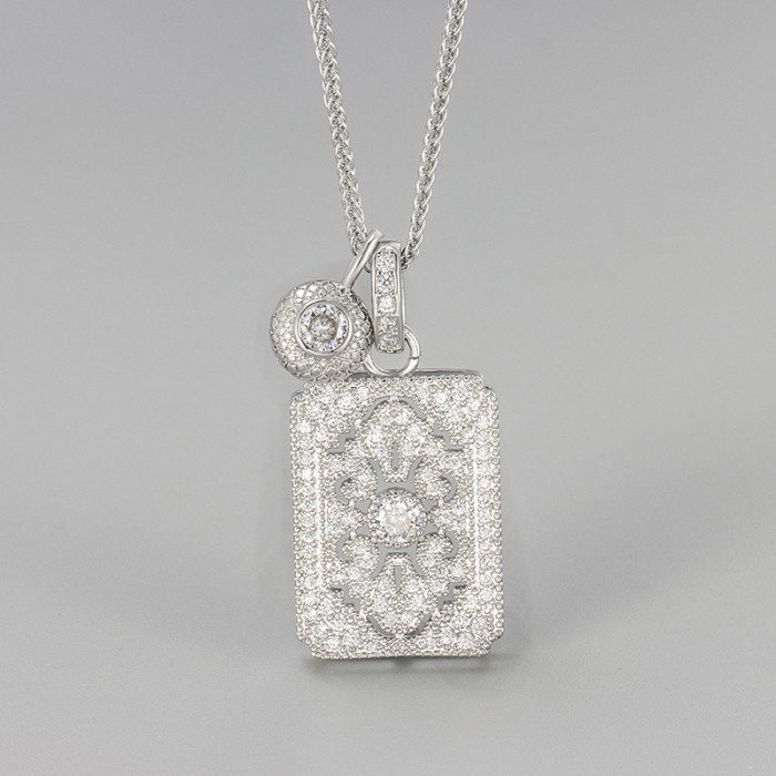 Vintage High-End Hollow Super Shiny Full Diamond No Matter Pendant Necklace Retro Light Luxury Fashion Niche Exquisite Collarbone Chain