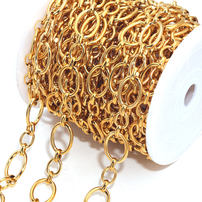 Style Stainless Steel Large O-shaped 1:1 Oval Chain Necklace Titanium Steel Jewelry Chain Hip-hop Thick Chain Wholesa...