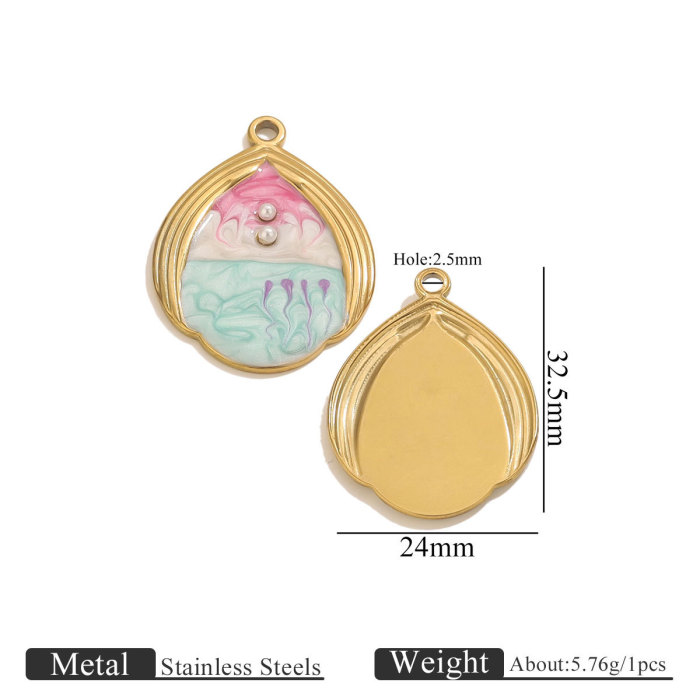 Stainless Steel Water Drop Shell Inlaid Pearl Starfish Pendant Gradient Color DIY Accessories Pendant Wholesale