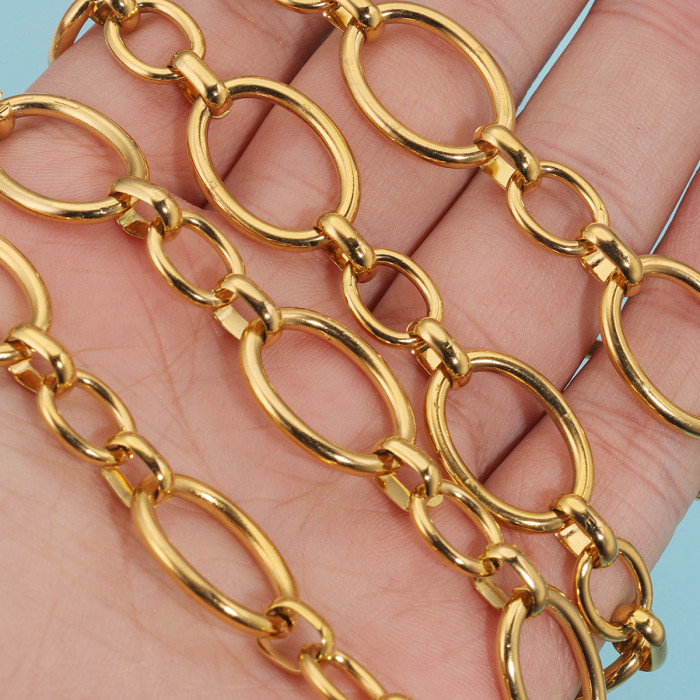 Style Stainless Steel Large O-shaped 1:1 Oval Chain Necklace Titanium Steel Jewelry Chain Hip-hop Thick Chain Wholesa...