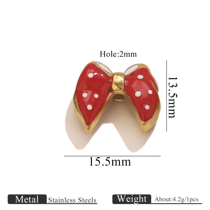 DIY Stainless Steel Jewelry Accessories 18K Gold Plated Oil Drop Bowknot Small Pendant Bracelet Pendant Accessories W...