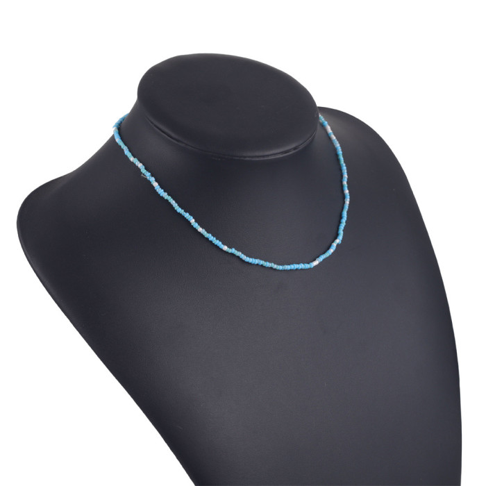 Stainless Steel Elegant Beaded Necklace Bohemian Style Chain Rice Beads DIY Necklace Handmade Irregular Necklace