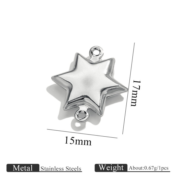 Stainless Steel Double Hole Hollow Pendant Heart-shaped Pentagram Bracelet Necklace Jewelry Handmade Connector Access...