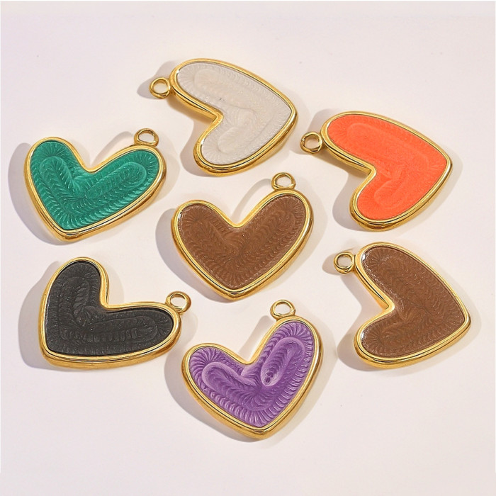 Stainless Steel Gold Enamel Drip Oil Heart Pendant Multiple Colors DIY Necklace Bracelet Jewelry Accessories