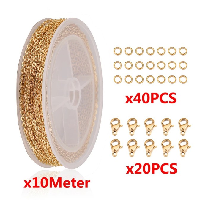 Cross-Border New Product Cross Chain Matching Lobster Clasp Open Ring Set DIY Handmade Necklace Bracelet Jewelry Accessories