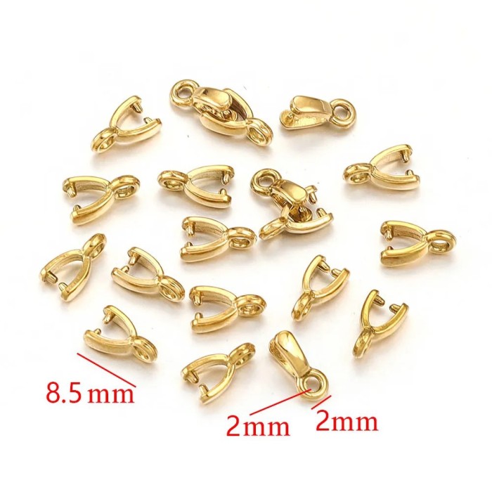Stainless Steel Casting Jade Pendant Clip Buckle Melon Seed Buckle Titanium Steel DIY Pendant Necklace Earrings Handm...