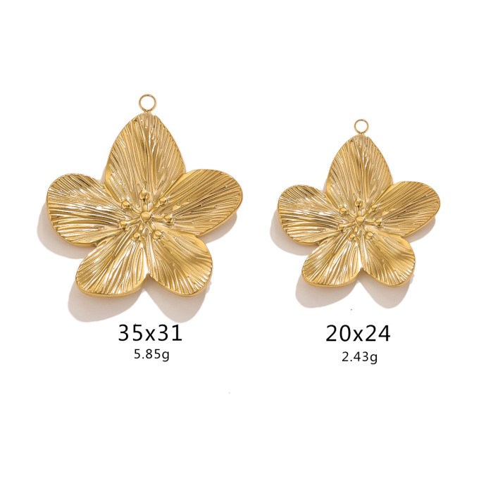 European and American Cross-Border Retro Gold Stainless Steel DIY Flower Pendant High-End Design Necklace Earring Pendant
