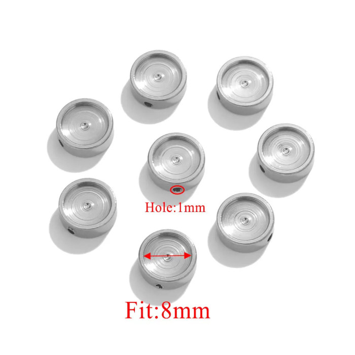 Stainless Steel Round Enamel Beaded Jewelry Round Disc Beads DIY Handmade Bracelet Necklace Accessories