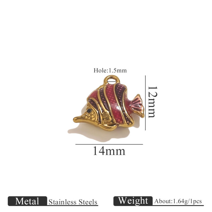 Stainless Steel Exquisite Cute Fish Pendant Enamel Drip Oil Craft Handmade DIY Necklace Bracelet Trendy Jewelry Pendant